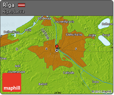 Physical Map of Rīga
