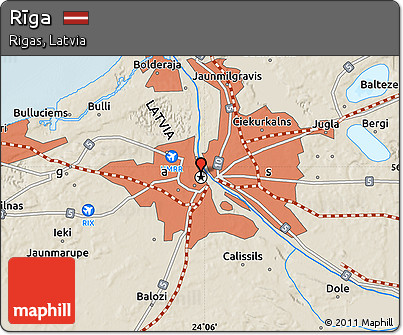 Shaded Relief Map of Rīga
