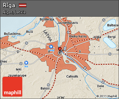 Shaded Relief Map of Rīga