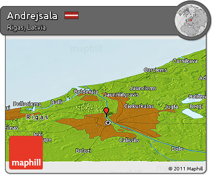 Physical Panoramic Map of Andrejsala