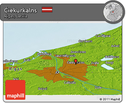 Physical Panoramic Map of Čiekurkalns