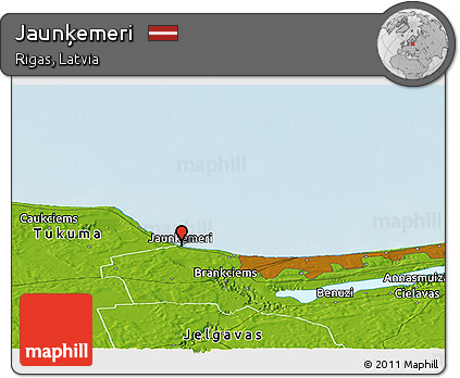 Physical Panoramic Map of Jaunķemeri