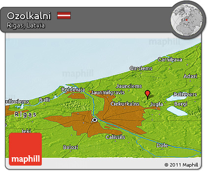 Physical Panoramic Map of Ozolkalni