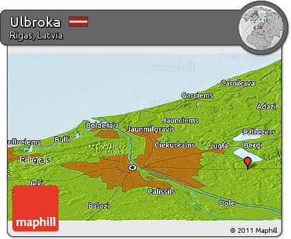 Physical Panoramic Map of Ulbroka