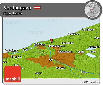 Physical Panoramic Map of Vecdaugava