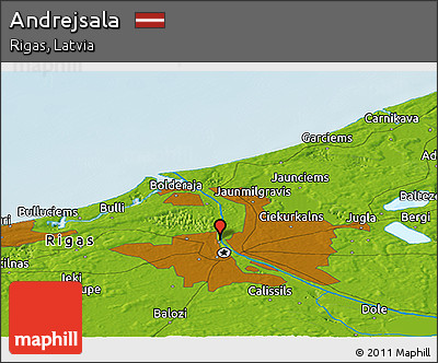 Physical Panoramic Map of Andrejsala