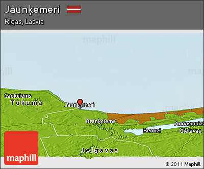 Physical Panoramic Map of Jaunķemeri