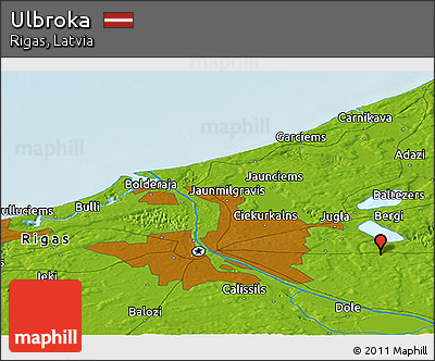 Physical Panoramic Map of Ulbroka