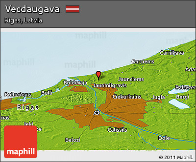 Physical Panoramic Map of Vecdaugava
