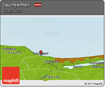 Physical Panoramic Map of Jaunķemeri