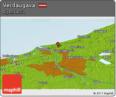 Physical Panoramic Map of Vecdaugava