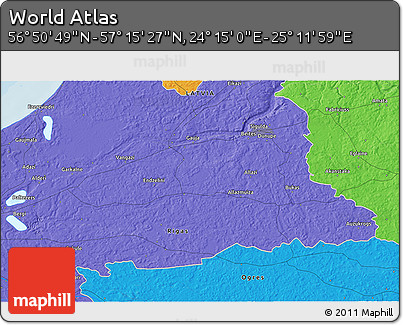 Political 3D Map of the Area around 57° 3' 8" N, 24° 43' 30" E