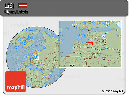 Savanna Style Location Map of Līči, hill shading