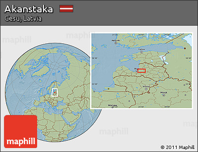 Savanna Style Location Map of Akanstaka, hill shading