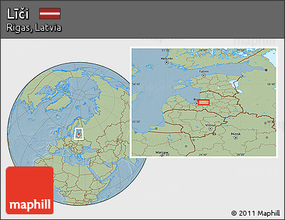 Savanna Style Location Map of Līči, hill shading