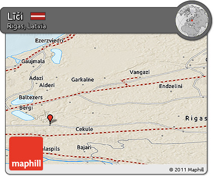 Shaded Relief Panoramic Map of Līči