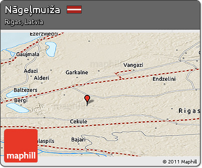 Shaded Relief Panoramic Map of Nāgeļmuiža