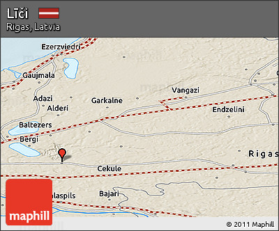Shaded Relief Panoramic Map of Līči