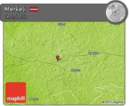 Physical 3D Map of Merķeļi