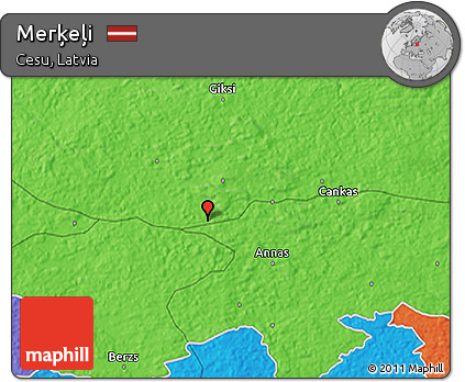Political 3D Map of Merķeļi