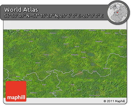 Satellite 3D Map of the Area around 57° 3' 8" N, 25° 34' 30" E