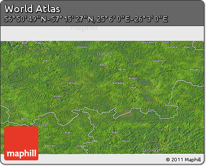 Satellite 3D Map of the Area around 57° 3' 8" N, 25° 34' 30" E