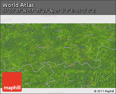 Satellite 3D Map of the Area around 57° 3' 8" N, 25° 34' 30" E