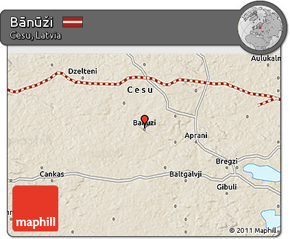 Shaded Relief 3D Map of Bānūži