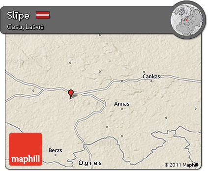 Shaded Relief 3D Map of Slīpe