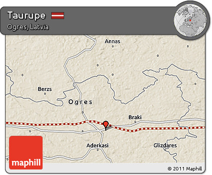 Shaded Relief 3D Map of Taurupe