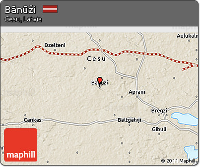 Shaded Relief 3D Map of Bānūži