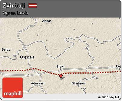 Shaded Relief 3D Map of Zvirbuļi