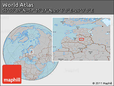 Gray Location Map of the Area around 57° 3' 8" N, 25° 34' 30" E, hill shading