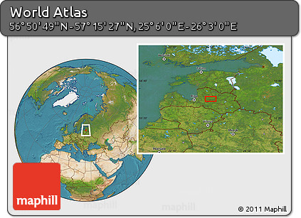 Satellite Location Map of the Area around 57° 3' 8" N, 25° 34' 30" E