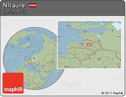Savanna Style Location Map of Nītaure, hill shading