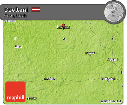 Physical Map of Dzelteni