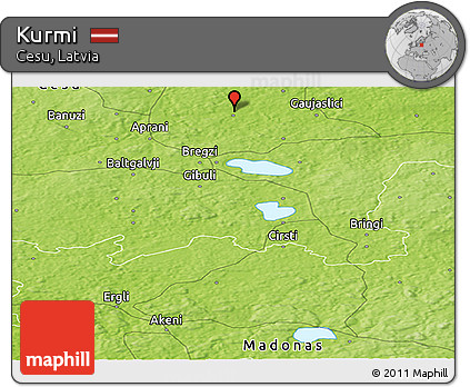 Physical Panoramic Map of Kurmi