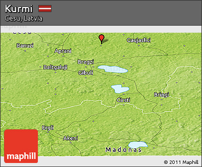 Physical Panoramic Map of Kurmi