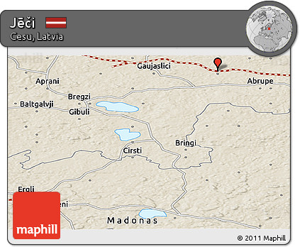 Shaded Relief Panoramic Map of Jēči