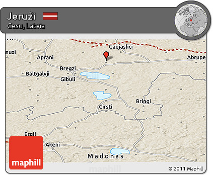 Shaded Relief Panoramic Map of Jeruži