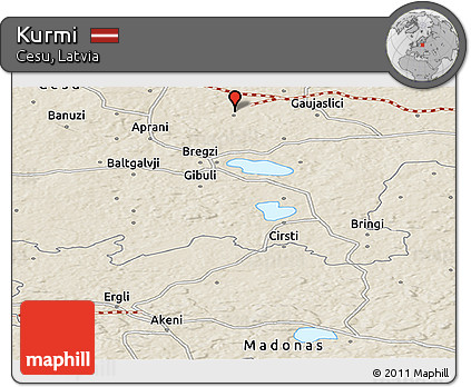 Shaded Relief Panoramic Map of Kurmi