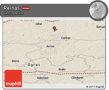 Shaded Relief Panoramic Map of Reinas