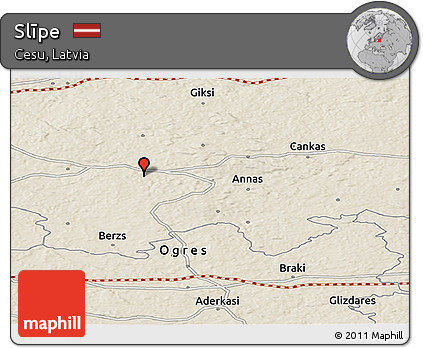 Shaded Relief Panoramic Map of Slīpe