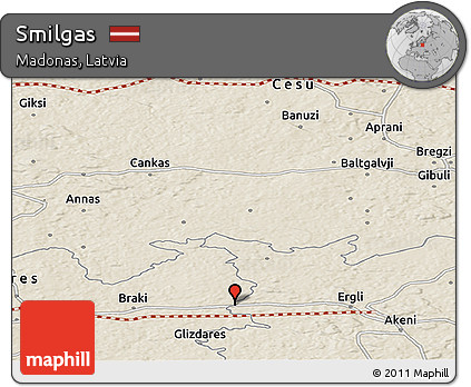 Shaded Relief Panoramic Map of Smilgas