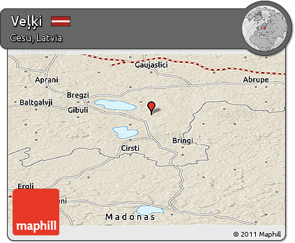 Shaded Relief Panoramic Map of Veļķi
