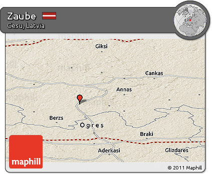 Shaded Relief Panoramic Map of Zaube