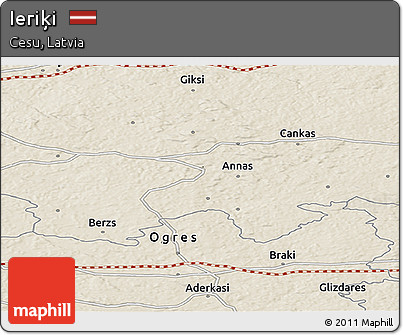 Shaded Relief Panoramic Map of Ieriķi
