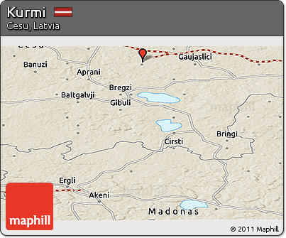 Shaded Relief Panoramic Map of Kurmi