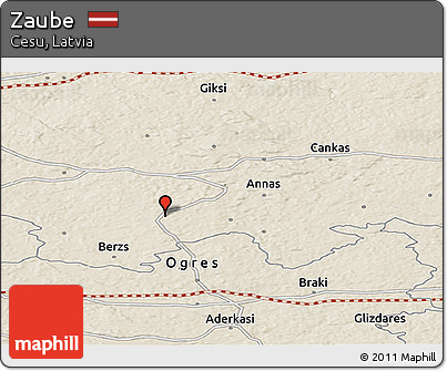 Shaded Relief Panoramic Map of Zaube