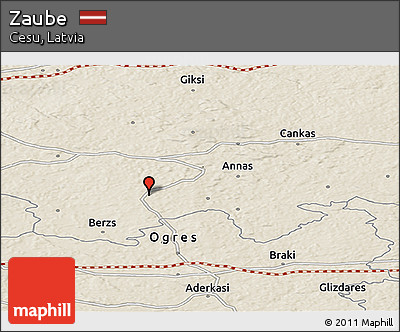 Shaded Relief Panoramic Map of Zaube
